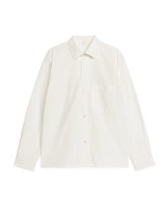 Poplin-overskjorte I Farvet Garn Hvid
