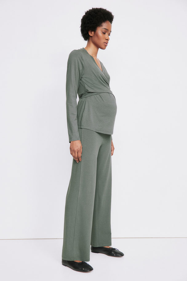 H&M Mama Before & After Jersey Trousers Dusty Green