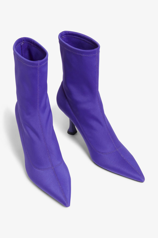 Monki Pointy Heeled Sock Boots Bright Purple