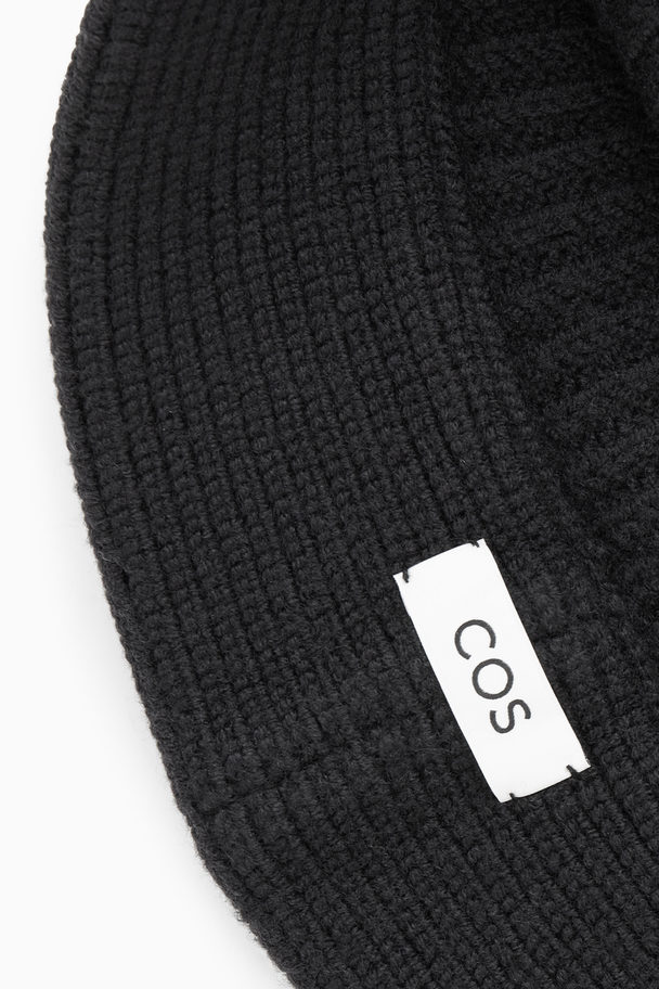COS Knitted Merino Wool Bucket Hat Black