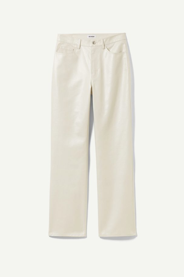 Weekday Rowe Coated Trousers Off-white