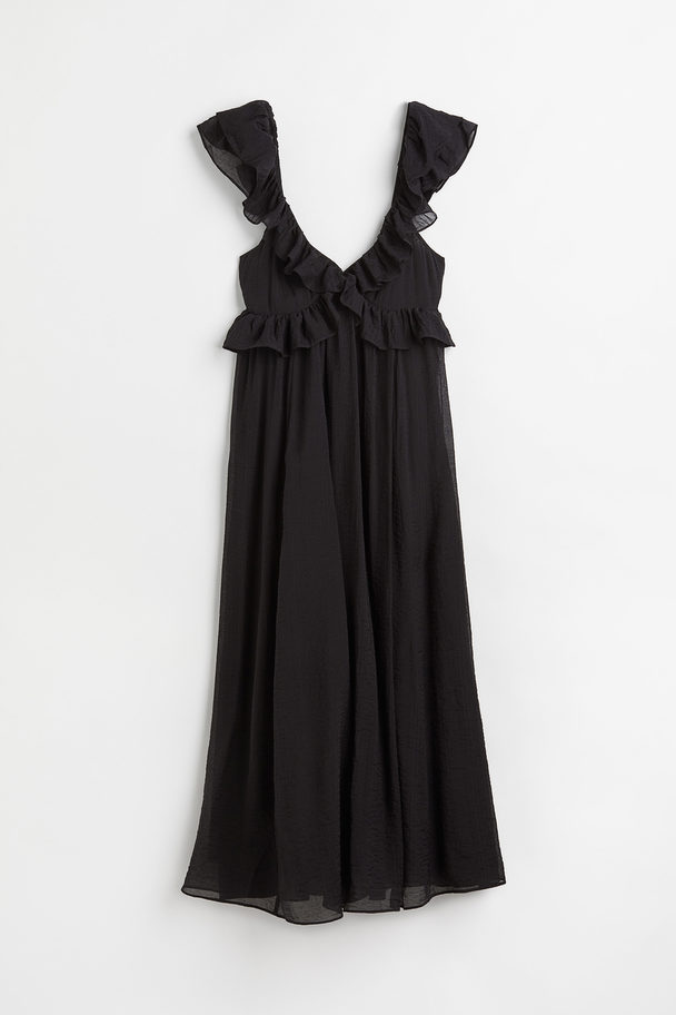 H&M Lyocell-blend Flounced Dress Black