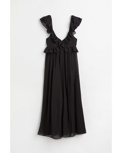 Lyocell-blend Flounced Dress Black