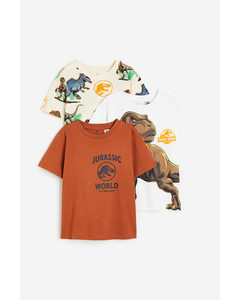 Set Van 3 T-shirts Met Print Bruin/jurassic World