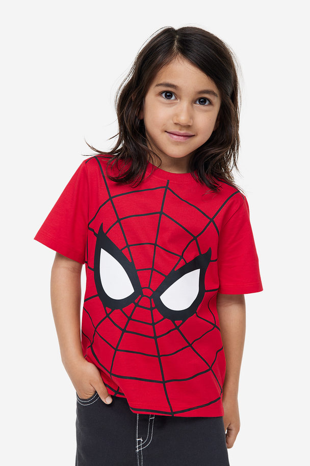 H&M 3-pack Printed T-shirts Bright Red/marvel
