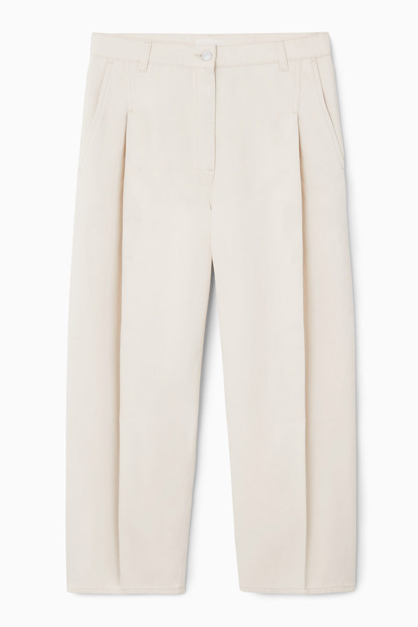 COS Pleated Barrel-leg Denim Trousers Cream