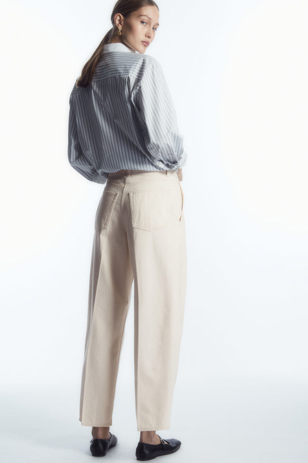 COS Pleated Barrel-leg Denim Trousers Cream