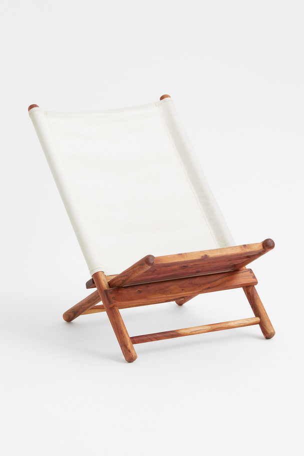 H&M HOME Acacia Wood Folding Lounge Chair Brown/natural White