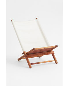 Opvouwbare Loungestoel Van Acaciahout Bruin/gebroken Wit