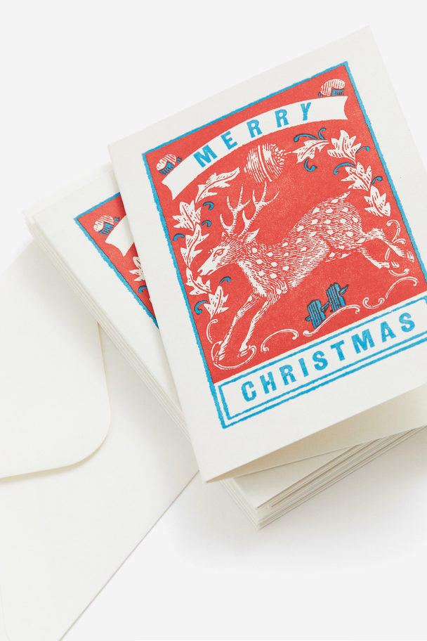 H&M HOME 5er-Pack Grußkarten mit Umschlag Rot/Merry Christmas