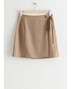 Mini Wrap Skirt Brown