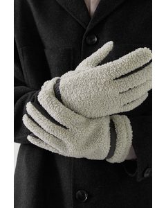 Teddy Gloves Light Beige / Dark Grey
