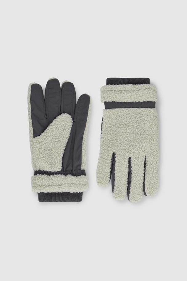 COS Teddy Gloves Light Beige / Dark Grey