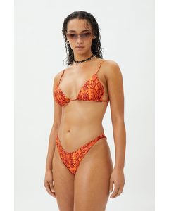 Bedrucktes Triangel-Bikinitop CALA Orange/Schlangenprint