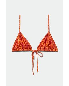 Print Triangle Bikini Top Orange Snakeskin