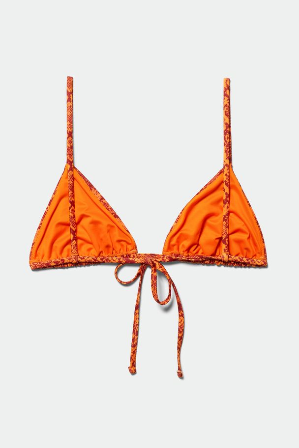 Weekday Print Triangle Bikini Top Orange Snakeskin