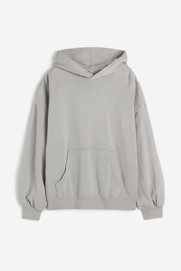 H&M Oversized Washed-look Hoodie Light Grey