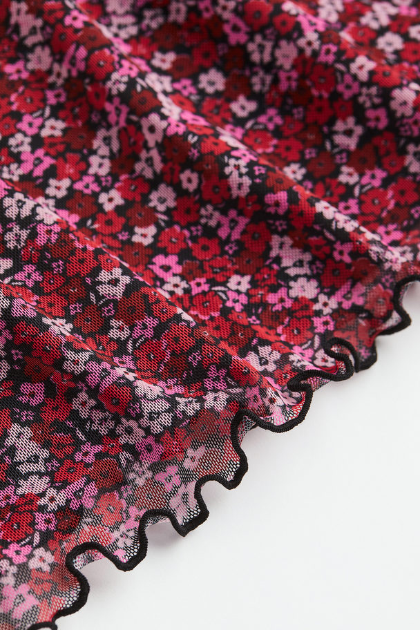 H&M Meshklänning Röd/blommig