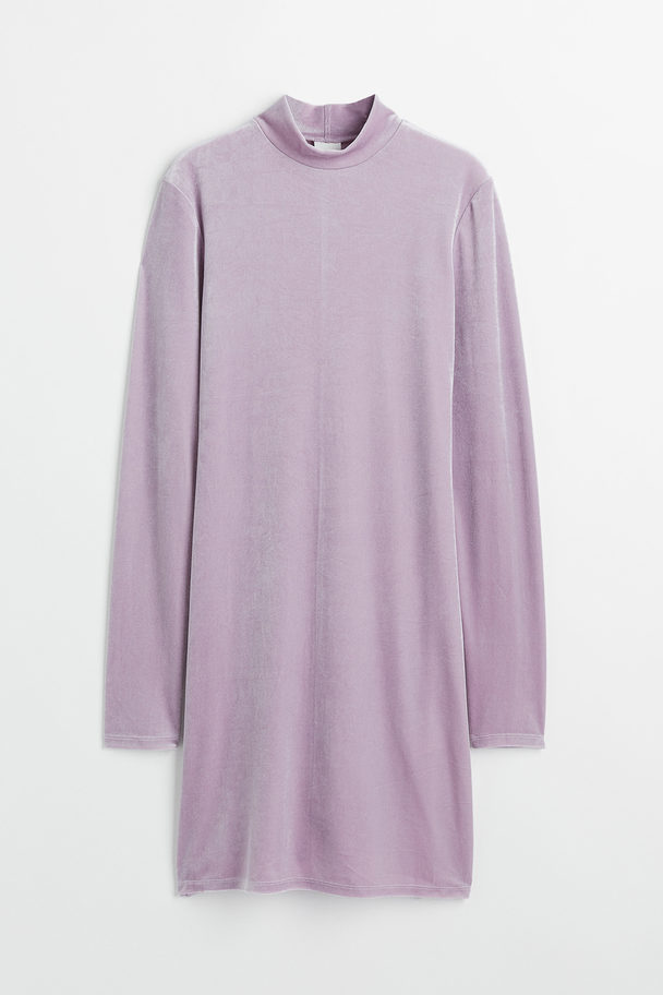 H&M Velour Bodycon Dress Light Purple