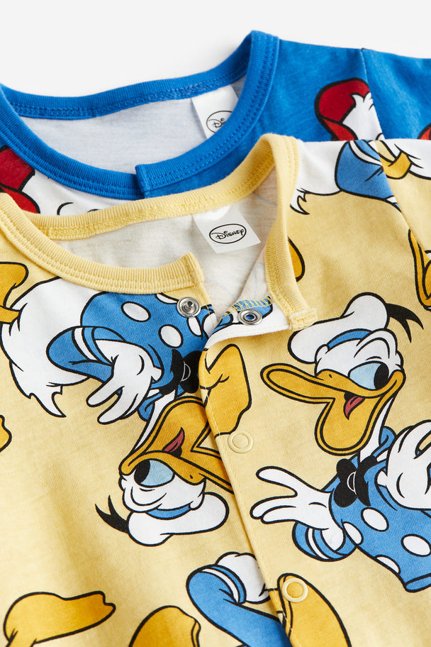 H&M 2er-Pack Schlafanzug mit Print Gelb/Donald Duck