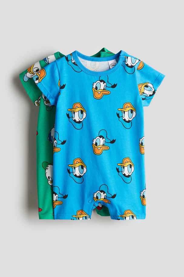 H&M 2-pack Printed Pyjamas Bright Blue/donald Duck