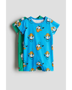 Set Van 2 Pyjama‘s Met Print Helderblauw/donald Duck