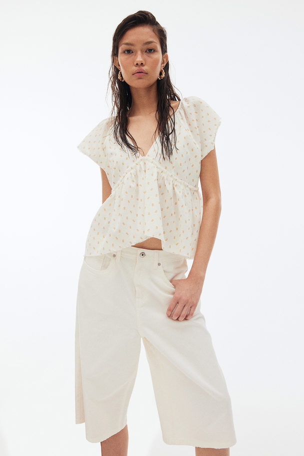 H&M Crêpe Peplum Blouse Cream/floral