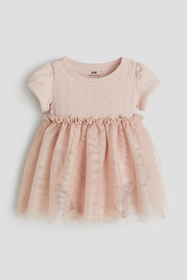 H&M Tulle Dress With A Bodysuit Powder Pink