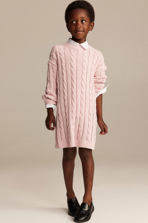 H&M Cable-knit Chenille Dress Light Pink