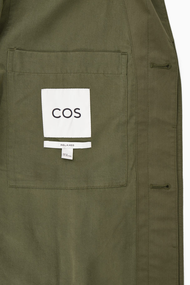 COS Twill Utility Overshirt Dark Khaki Green