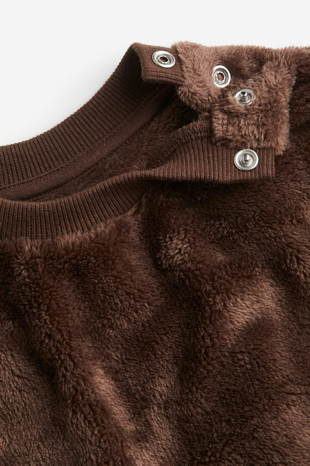 H&M Sweatshirt aus Teddyfleece Dunkelbraun