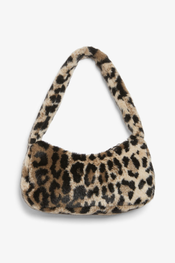 Monki Leopard Print Faux Fur Handbag Faux Fur Leo
