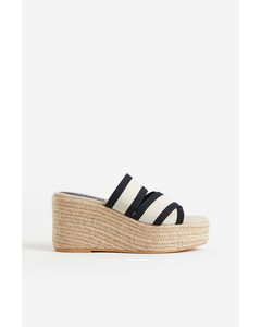 Espadrilles mit Keilabsatz Schwarz/Gestreift