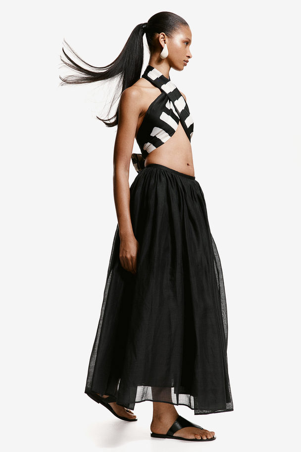 H&M Ramie Maxi Skirt Black