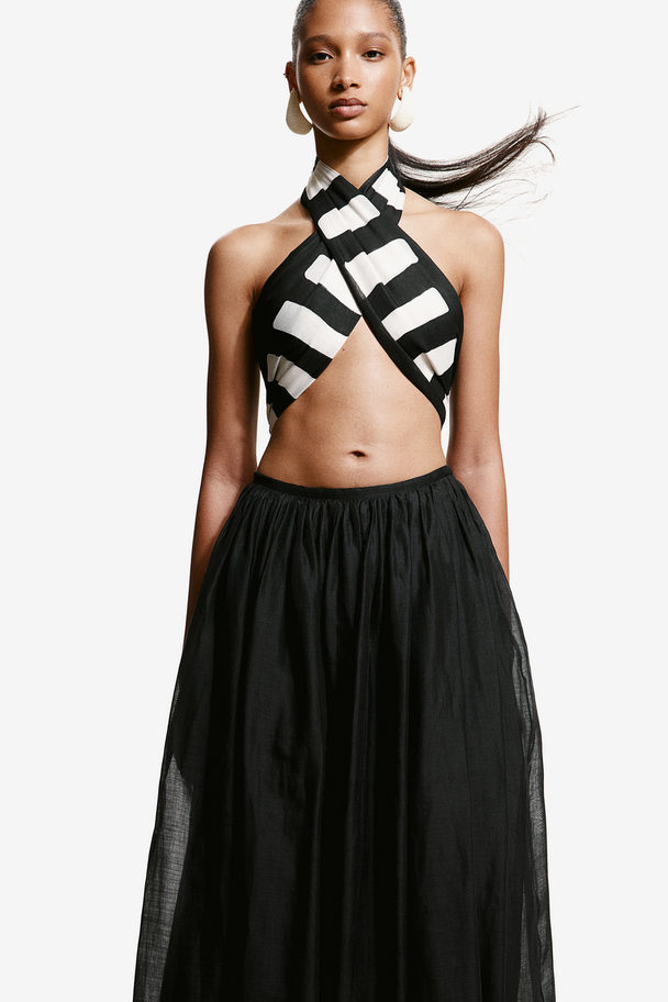 H&M Ramie Maxi Skirt Black