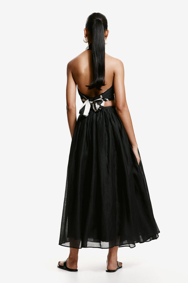 H&M Ramie Maxi Skirt Black