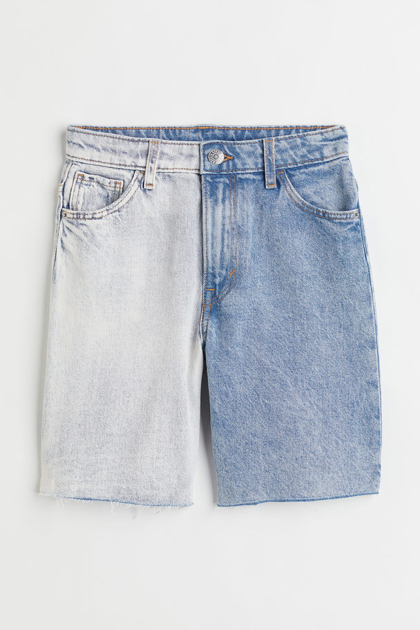 H&M Cotton Denim Bermuda Shorts Pale/light Denim Blue