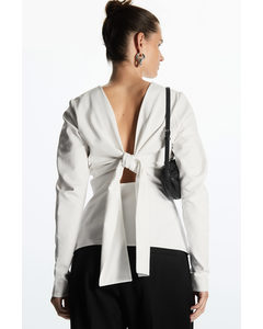 Tie-back Long-sleeved Top White