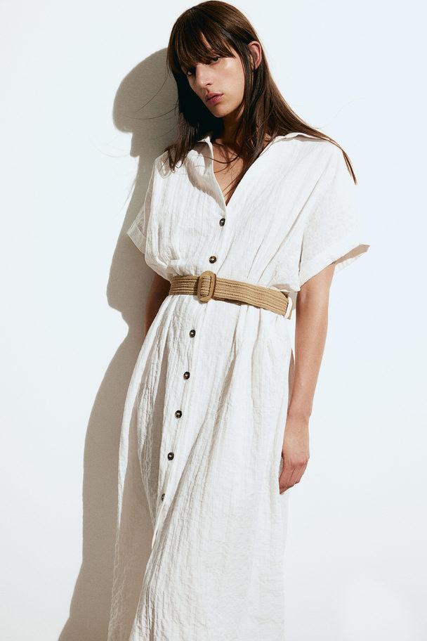 H&M Belted Shirt Dress White