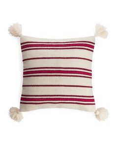 Wool Blend Cushion Cover 50 X 50 Cm Beige/dark Pink