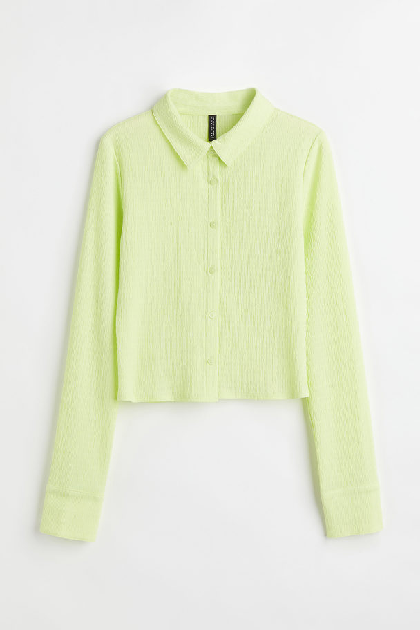 H&M Gecrinkelte Bluse Neongrün