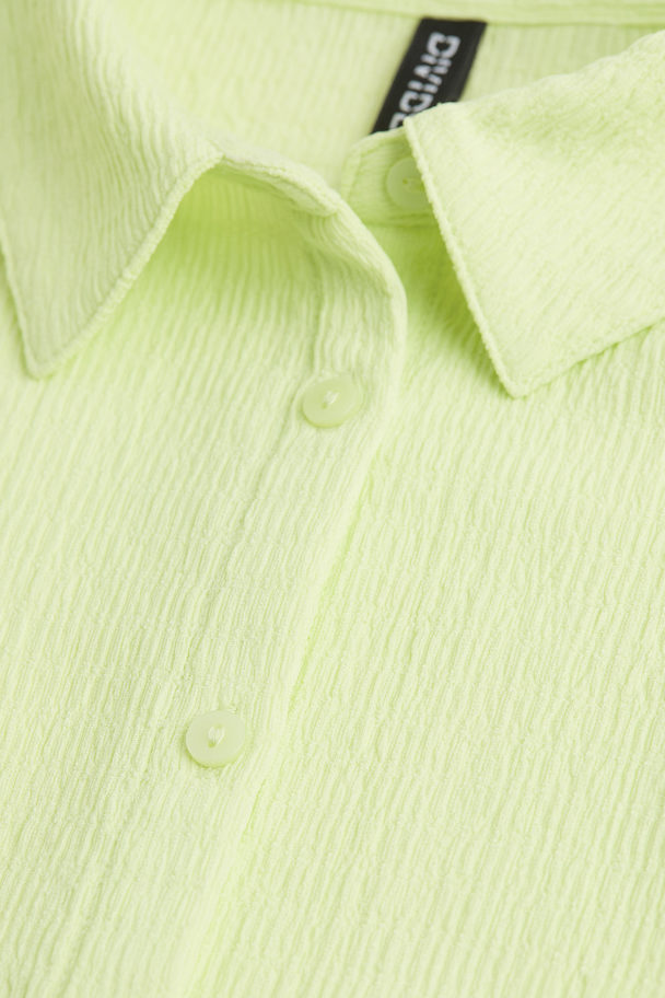 H&M Crinkled Shirt Neon Green