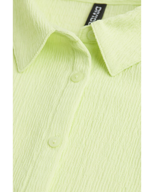 H&M Crinkled Shirt Neon Green
