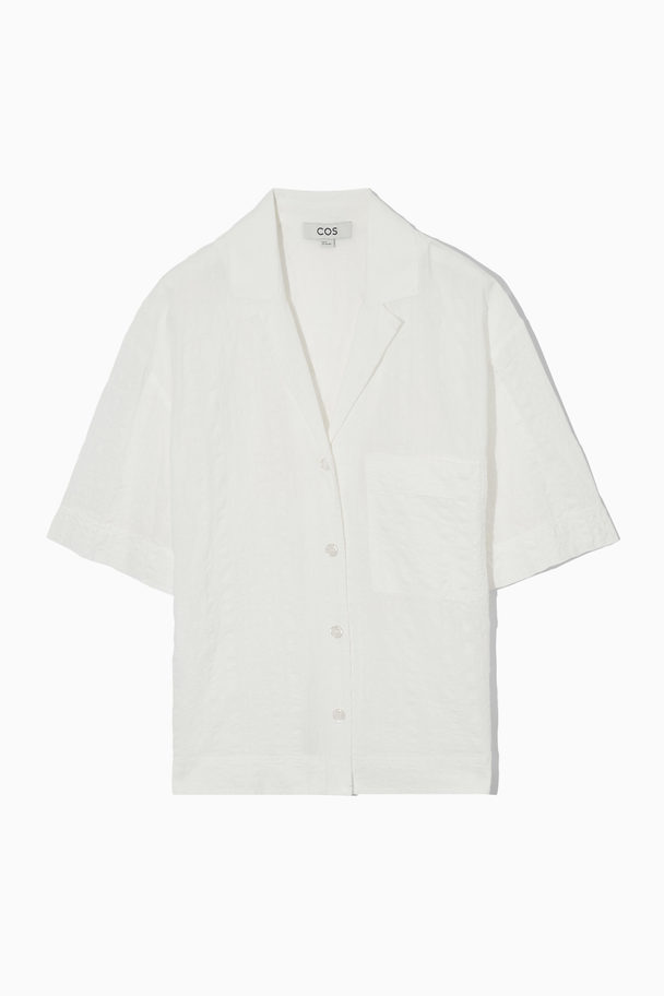 COS Camp-collar Checked Seersucker Shirt White