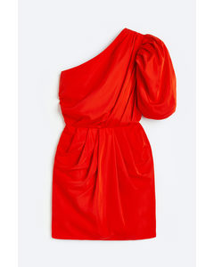 Draped One-shoulder Dress Red