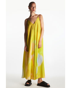 Printed Silk-blend Maxi Dress Yellow