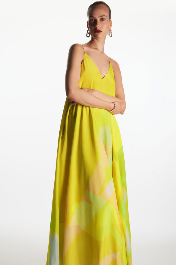 COS Printed Silk-blend Maxi Dress Yellow