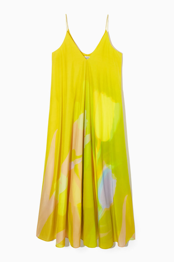 COS Printed Silk-blend Maxi Dress Yellow