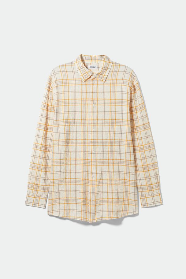 Weekday Malcon Oversized Check Shirt White Dusty Light Checked