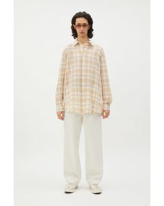 Malcon Oversized Check Shirt White Dusty Light Checked